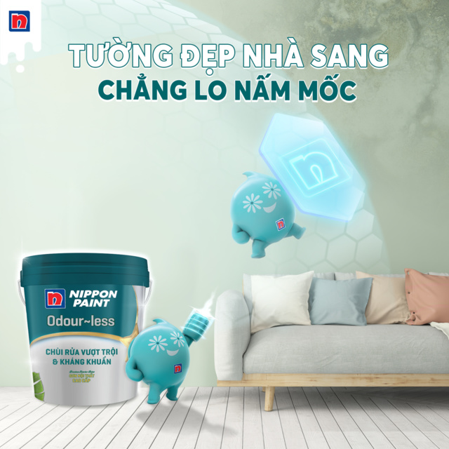 Sơn nội thất cao cấp ODOUR-LESS chùi rửa vượt trội & kháng khuẩn 5L